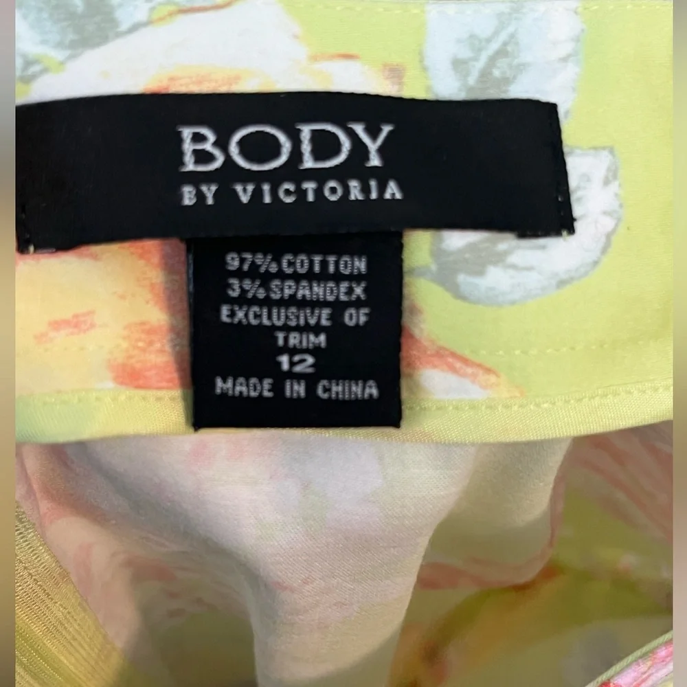 Body by Victoria Women’s Sz 12 Bright Yellow Floral  Cotton Mermaid Skirt - Picture 3 of 3